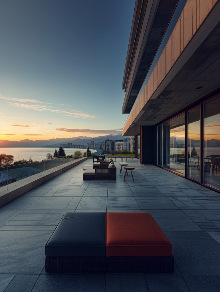 Luxury Sochi apartment terrace with sea and mountain panorama